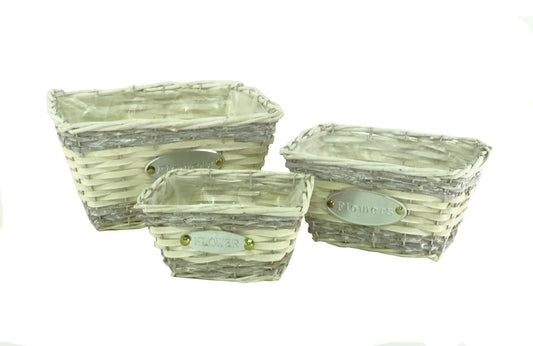 Set 3 cosuri patrate din rachita fara toarta