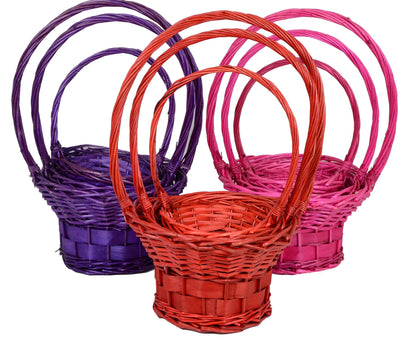 Set 3 cosuri rachita si nuiele late, colorate, rotunde cu o toarta