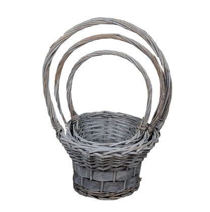 Set 3 cosuri rachita si nuiele late, colorate, rotunde cu o toarta