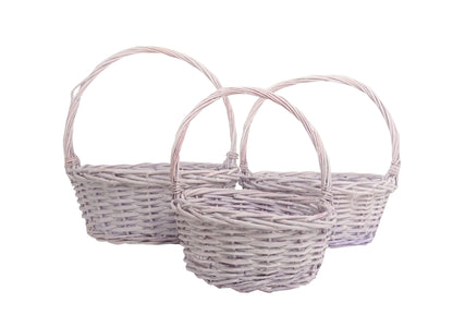 Set 3 cosuri rotunde din rachita cu o toarta