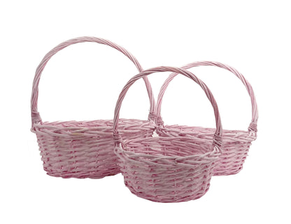 Set 3 cosuri rotunde din rachita cu o toarta