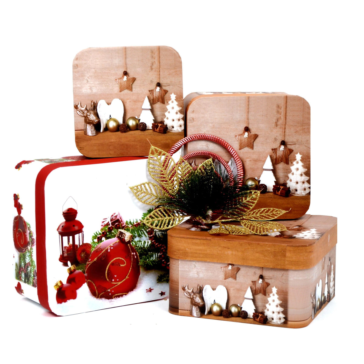 Set 3 cuti patrate model Craciun