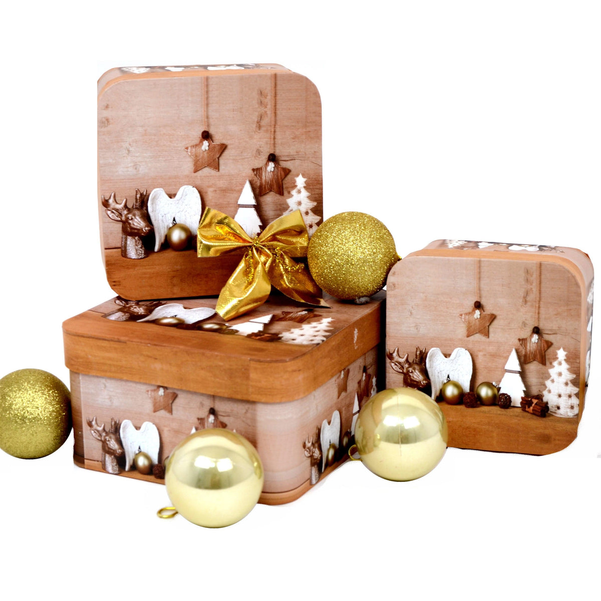 Set 3 cuti patrate model Craciun