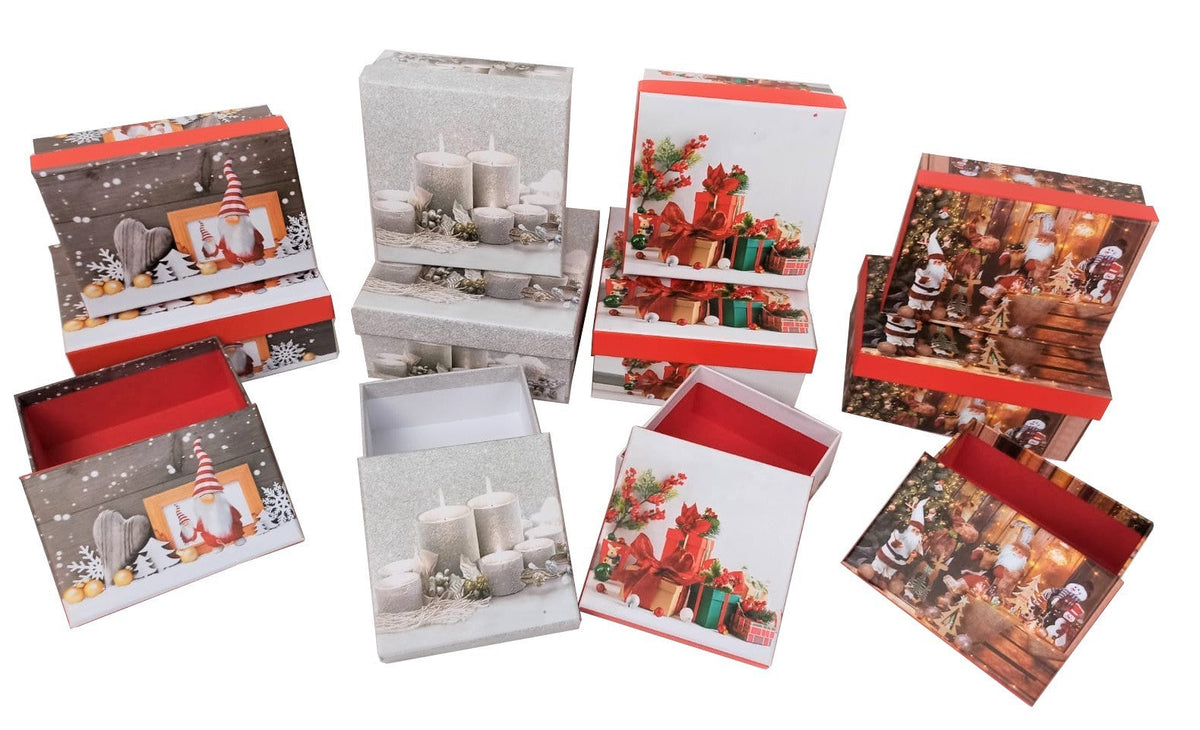 Set 3 cutii dreptunghiulare model Craciun H 6