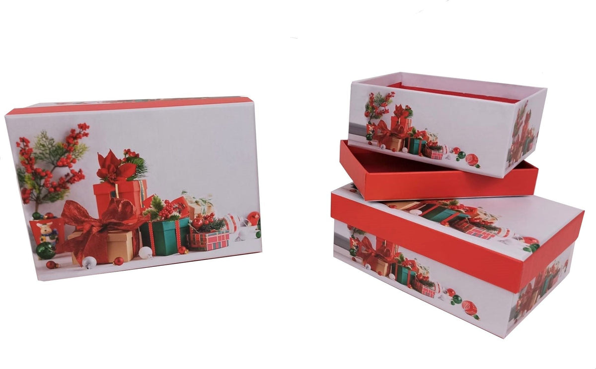 Set 3 cutii dreptunghiulare model Craciun H 6