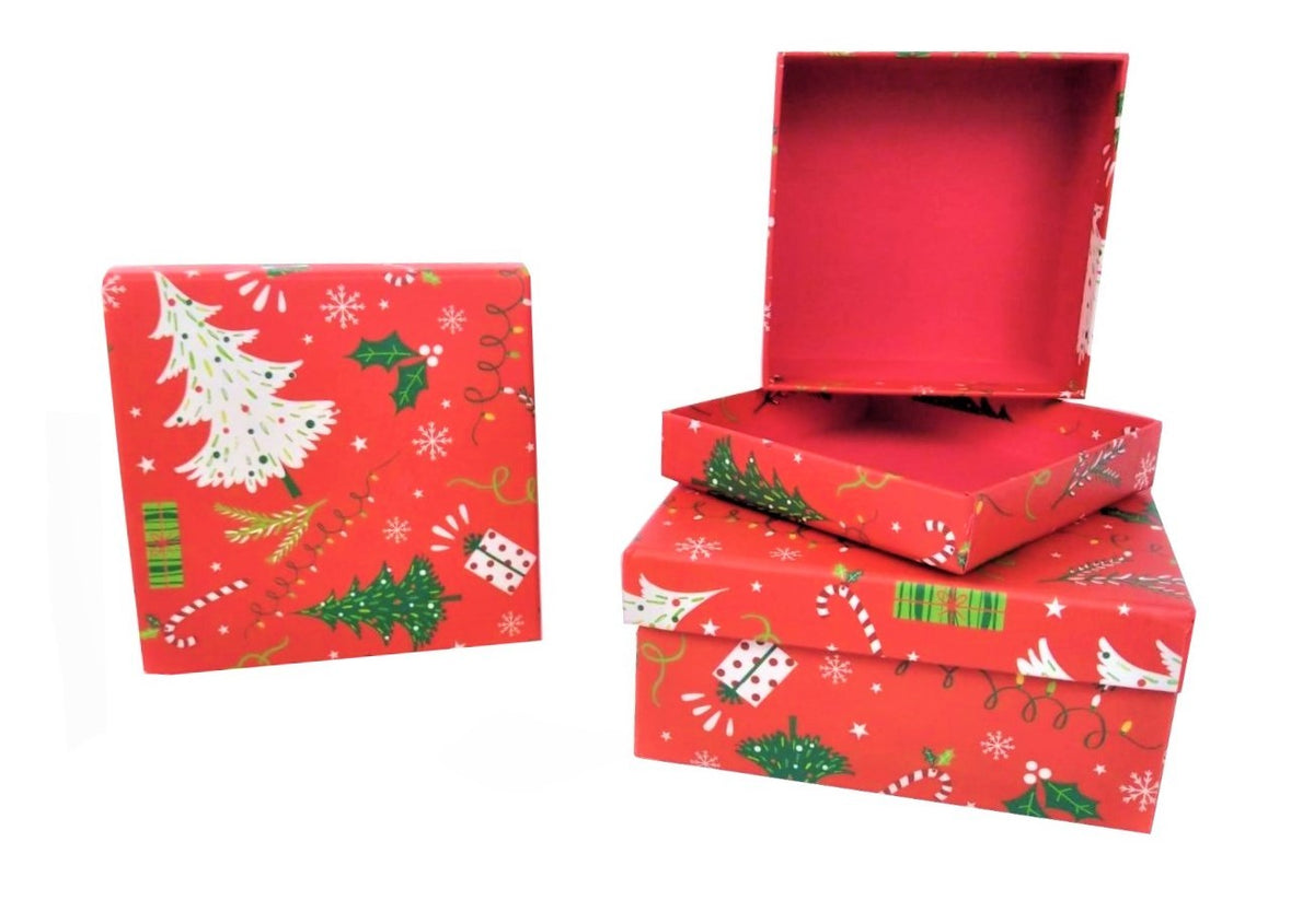 Set 3 cutii dreptunghiulare model Craciun H 6