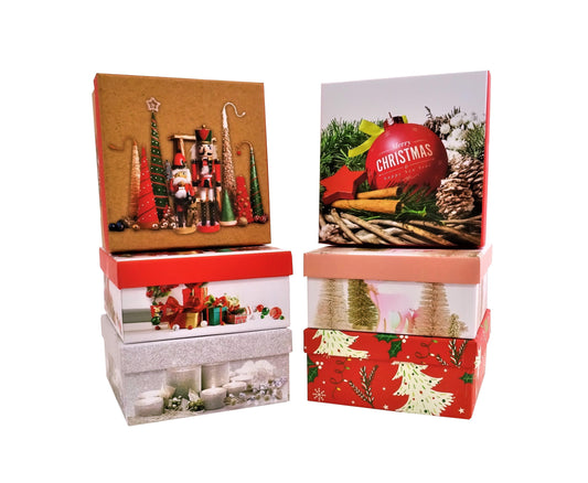 Set 3 cutii patrate model Craciun H 6