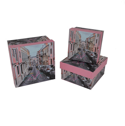 Set 3 Cutii Patrate cu Imprimeu pentru Flori H6-H8