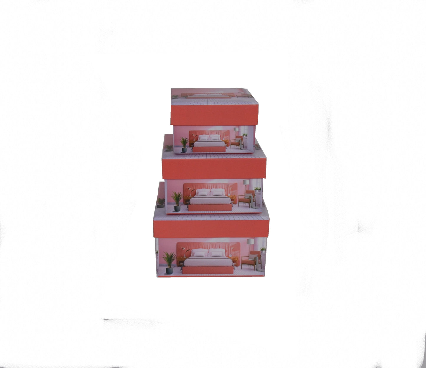 Set 3 Cutii Patrate cu Imprimeu pentru Flori H6-H8