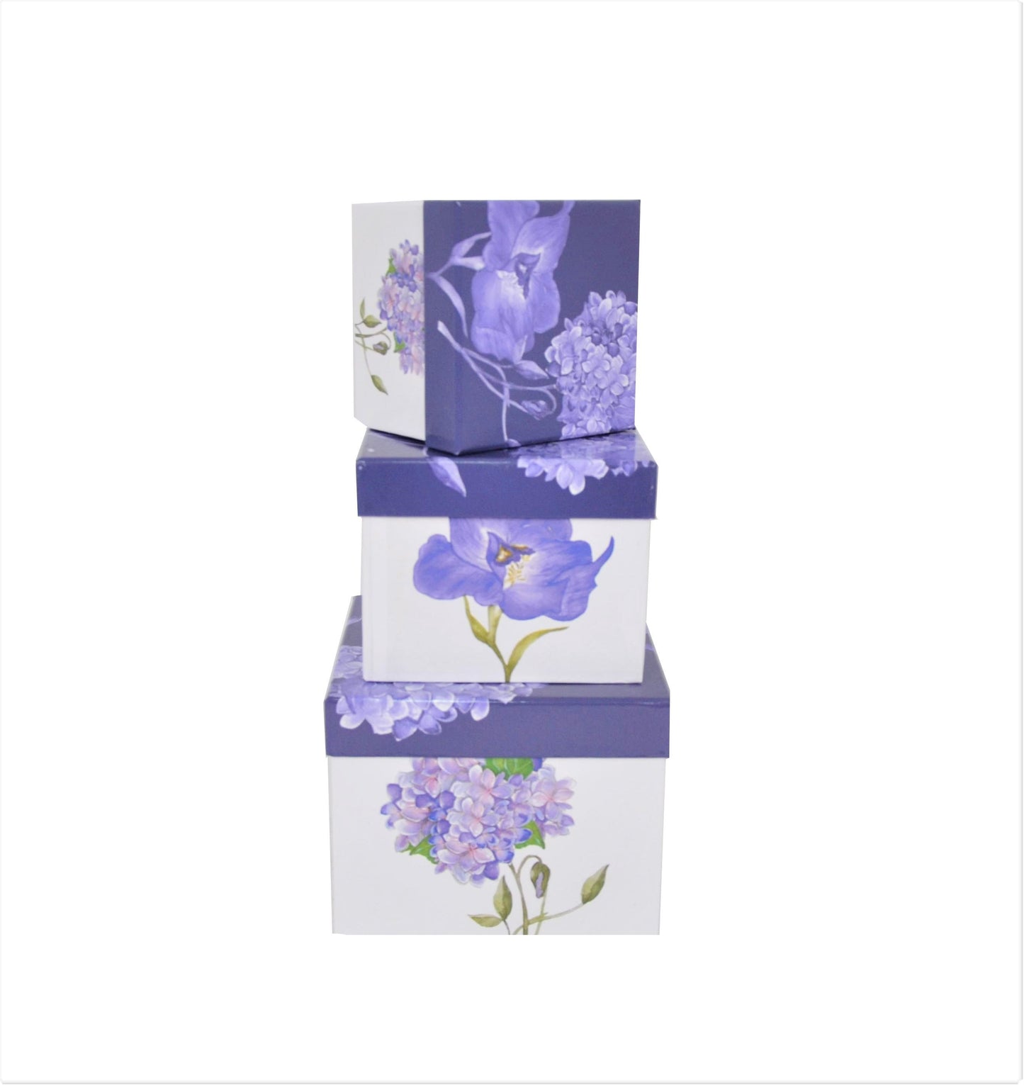 Set 3 Cutii Patrate cu Imprimeu pentru Flori H9-H13