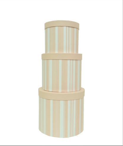 Set 3 cutii rotunde cu dungi