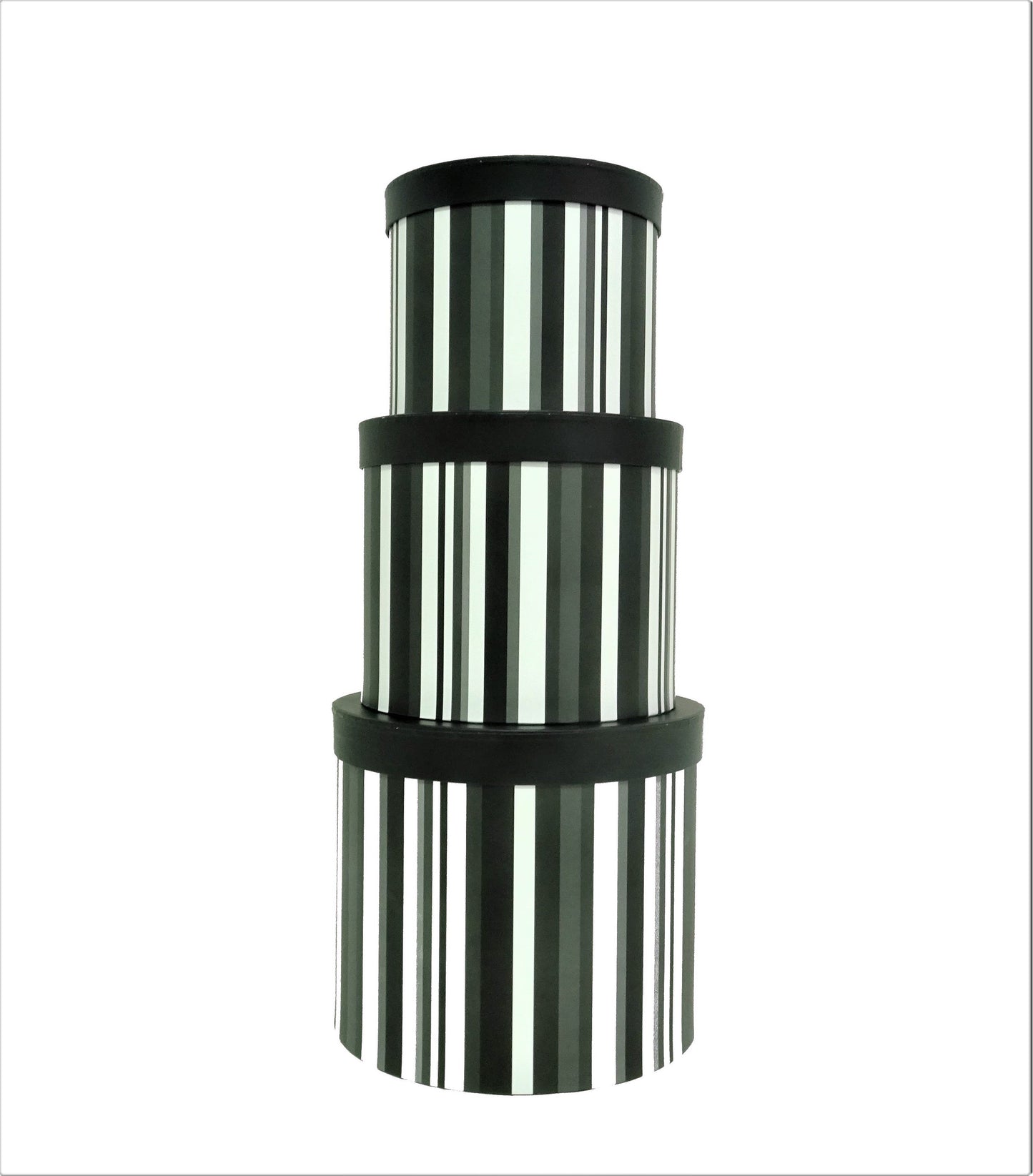 Set 3 cutii rotunde cu dungi