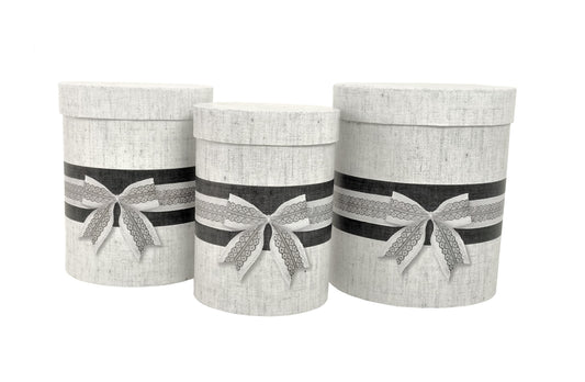 Set 3 cutii rotunde cu funda