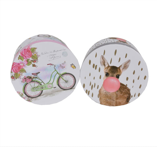 Set 3 cutii rotunde cu imprimeu