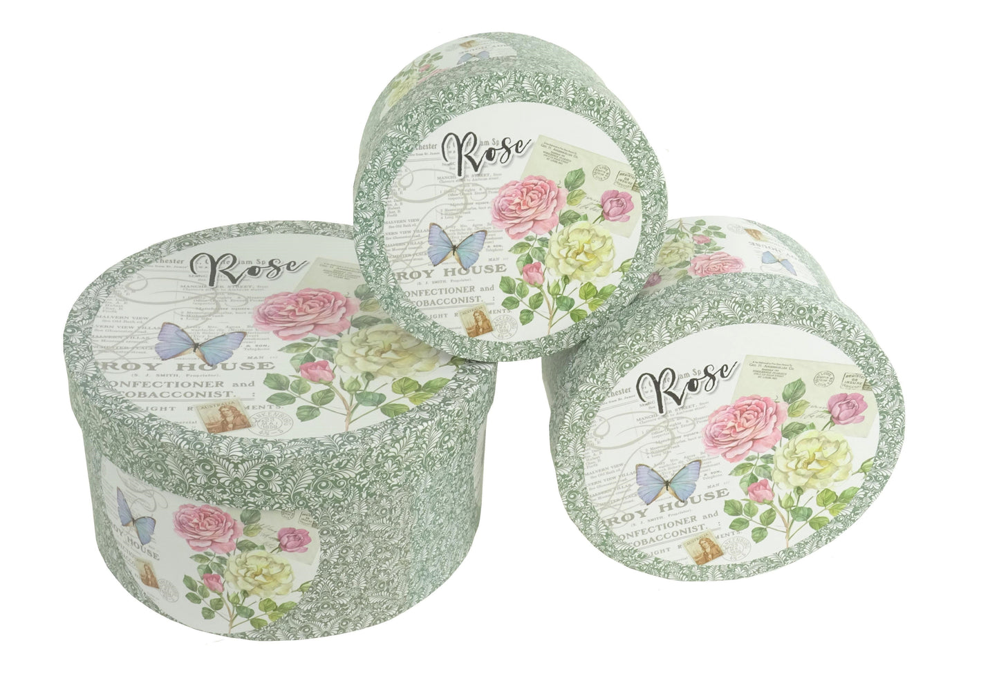 Set 3 Cutii Rotunde cu Imprimeu pentru Flori H7-H11