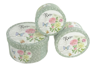 Set 3 Cutii Rotunde cu Imprimeu pentru Flori H7-H11