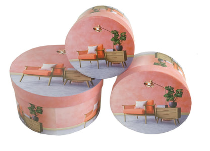 Set 3 Cutii Rotunde cu Imprimeu pentru Flori H7-H11