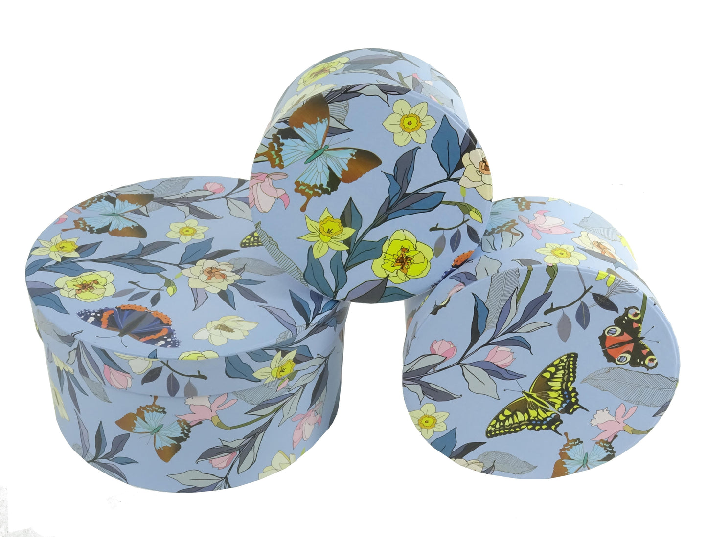 Set 3 Cutii Rotunde cu Imprimeu pentru Flori H7-H11