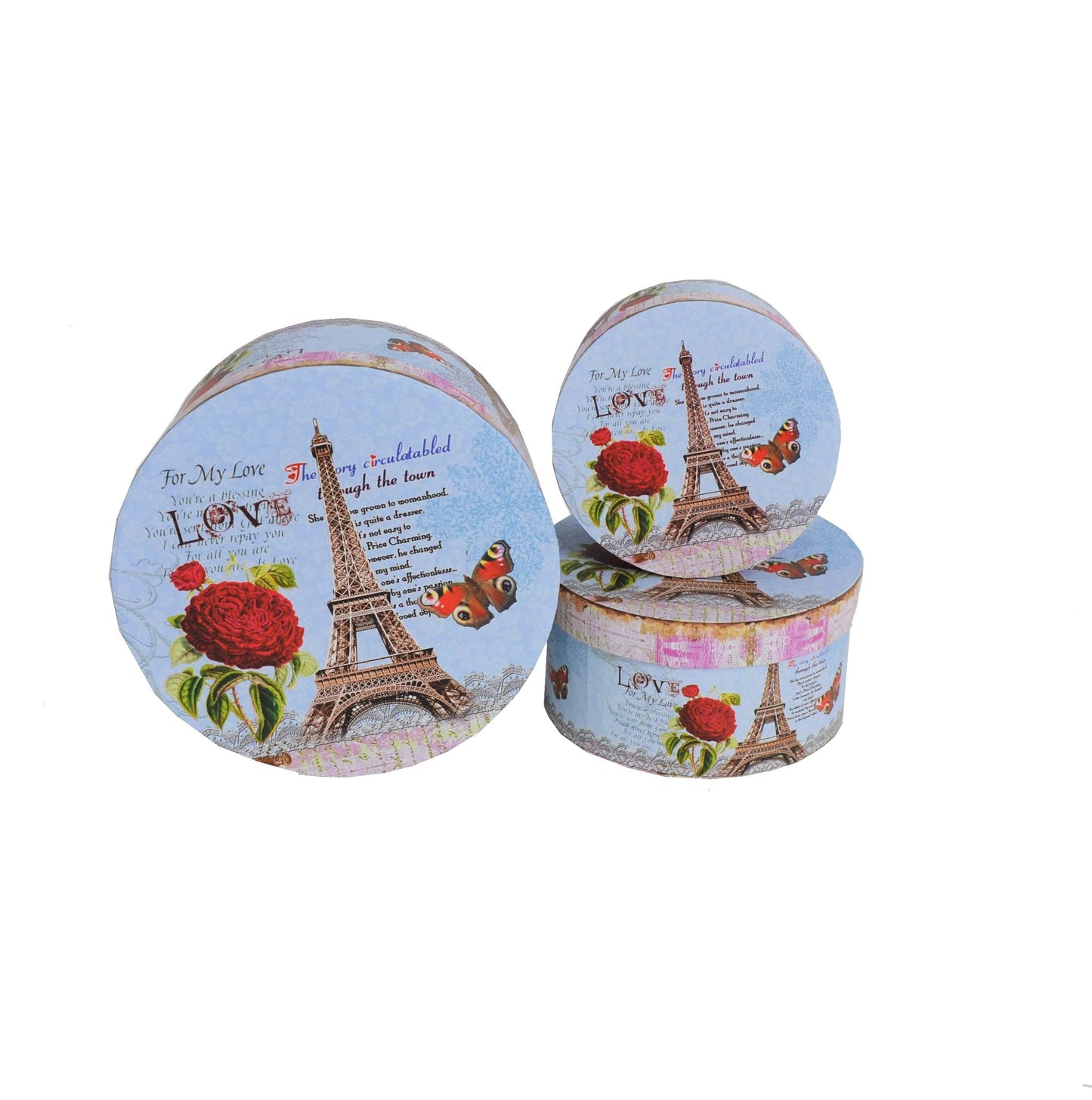 Set 3 Cutii Rotunde cu Imprimeu pentru Flori H7-H11