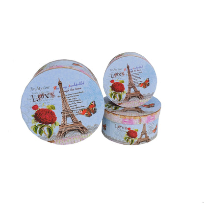 Set 3 Cutii Rotunde cu Imprimeu pentru Flori H7-H11