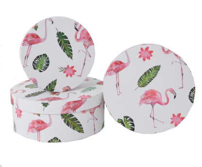 Set 3 cutii rotunde cu imprimeu