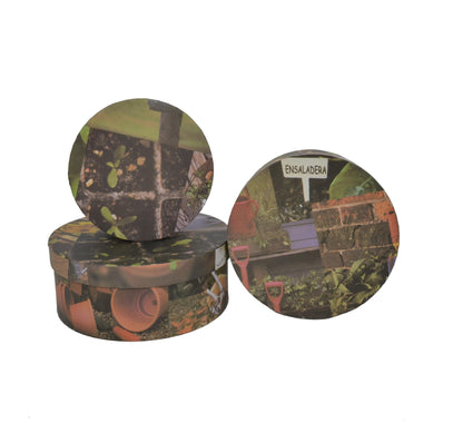 Set 3 cutii rotunde cu imprimeu