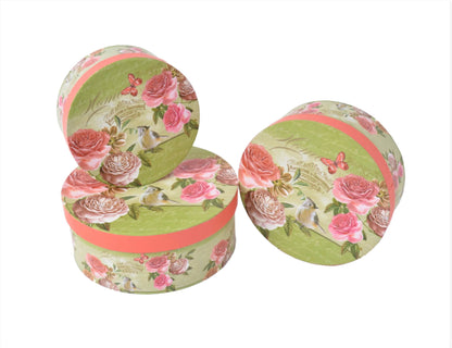 Set 3 cutii rotunde cu imprimeu