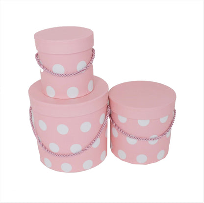 Set 3 Cutii Rotunde cu Imprimeu Buline pentru Flori H12-H17