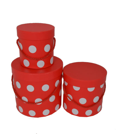 Set 3 Cutii Rotunde cu Imprimeu Buline pentru Flori H12-H17
