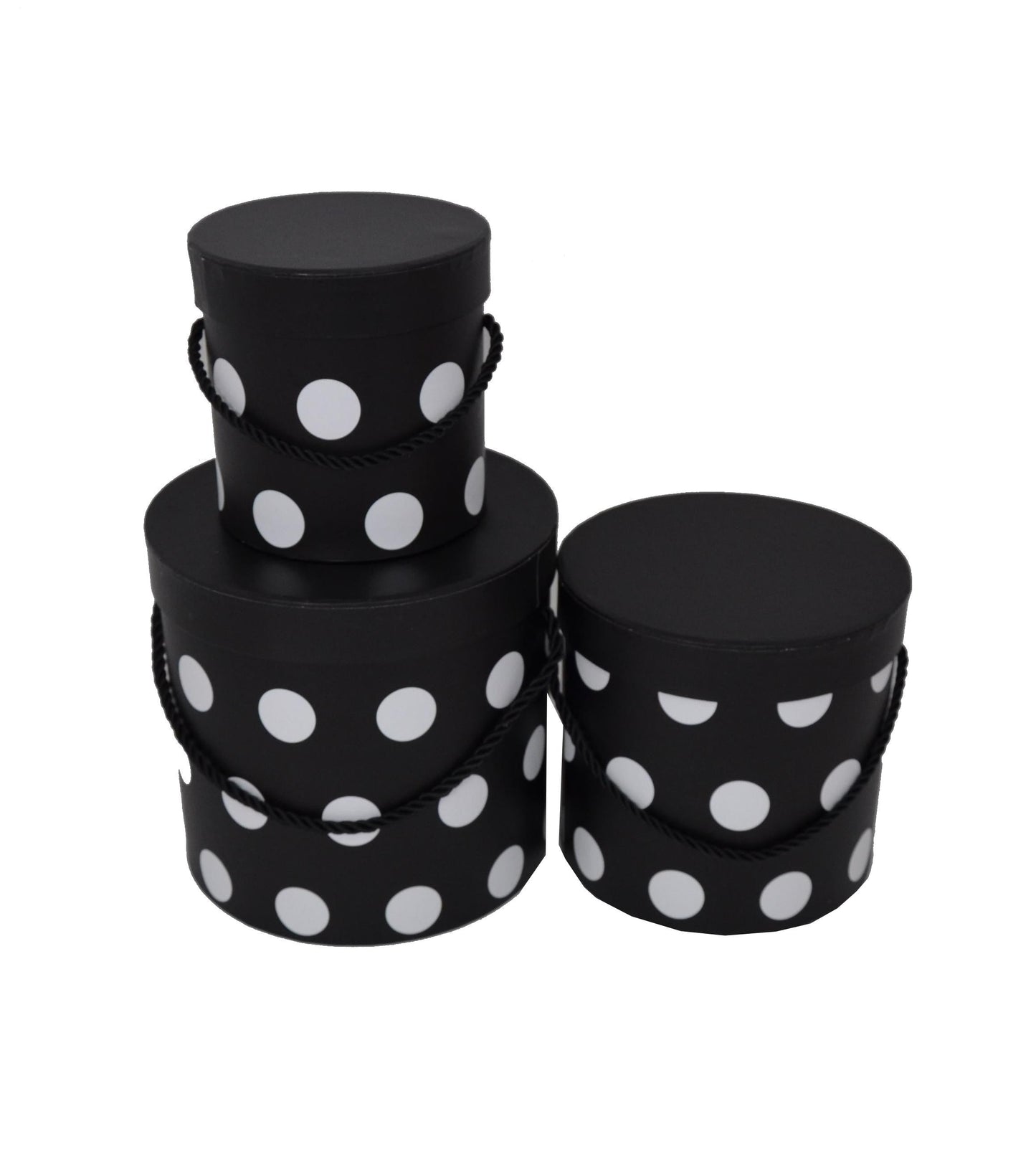 Set 3 Cutii Rotunde cu Imprimeu Buline pentru Flori H12-H17