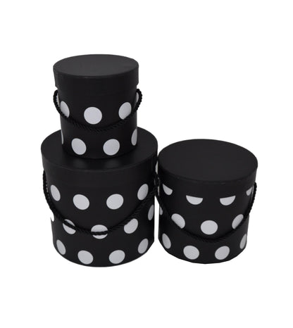 Set 3 Cutii Rotunde cu Imprimeu Buline pentru Flori H12-H17