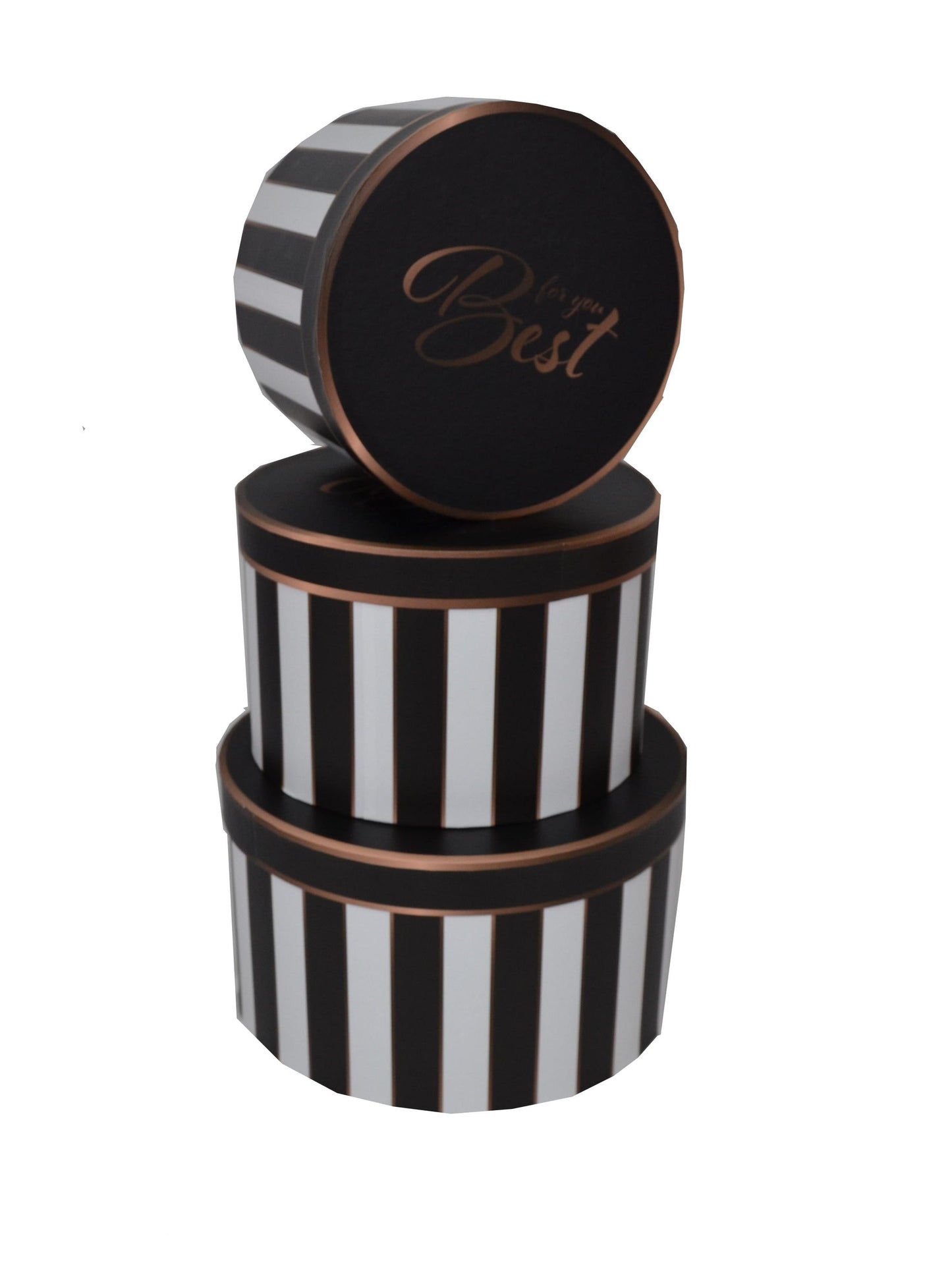 Set 3 Cutii Rotunde cu Imprimeu Dungi pentru Flori H13-H15