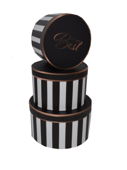 Set 3 Cutii Rotunde cu Imprimeu Dungi pentru Flori H13-H15