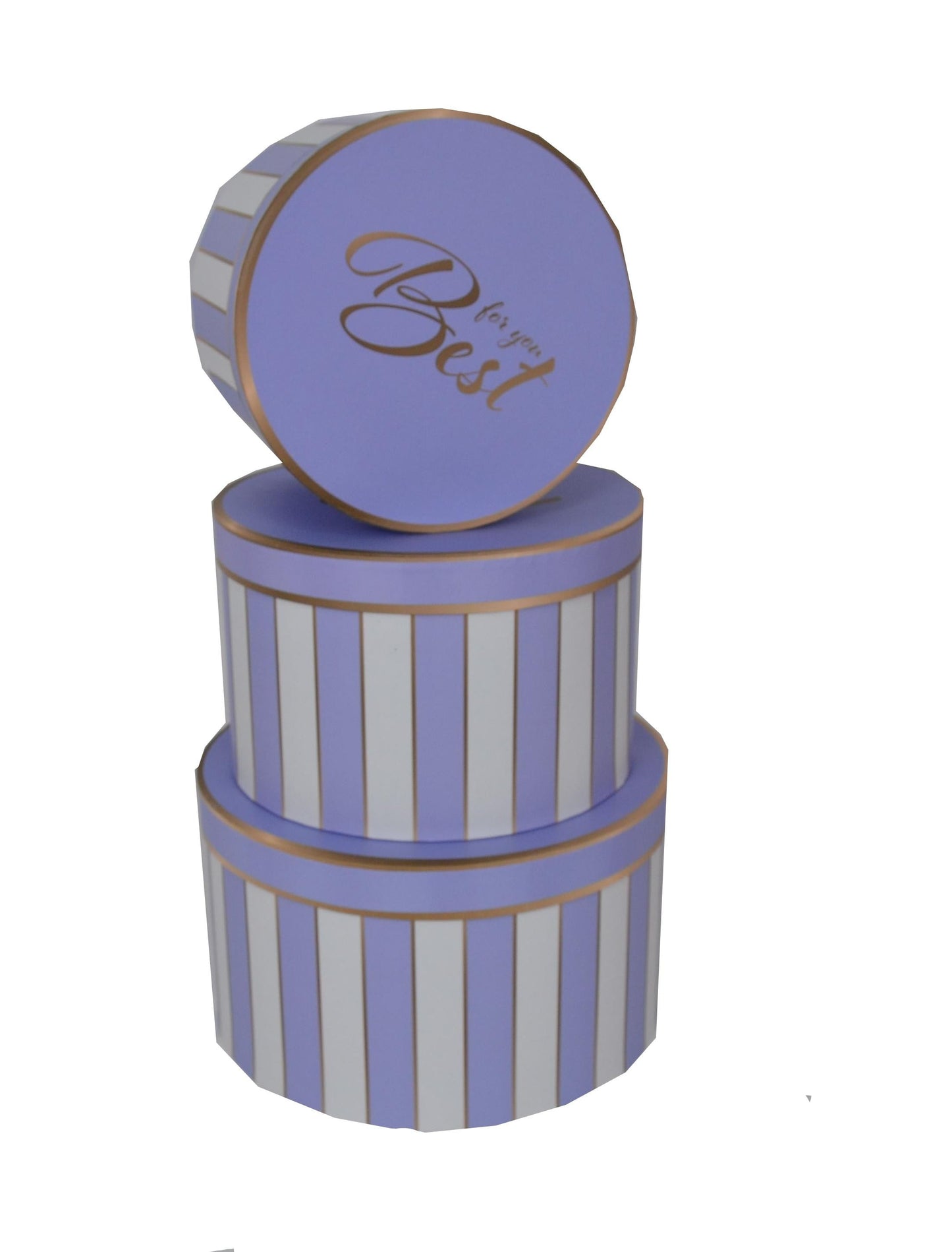 Set 3 Cutii Rotunde cu Imprimeu Dungi pentru Flori H13-H15