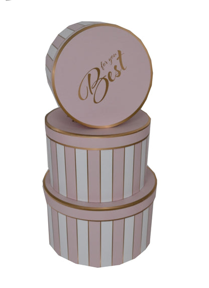 Set 3 Cutii Rotunde cu Imprimeu Dungi pentru Flori H13-H15