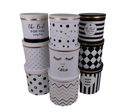 Set 3 Cutii Rotunde cu Imprimeu Diferit pentru Flori H15-H19