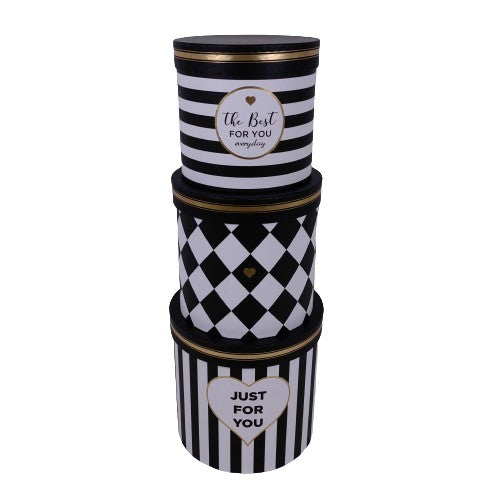 Set 3 Cutii Rotunde cu Imprimeu Diferit pentru Flori H15-H19