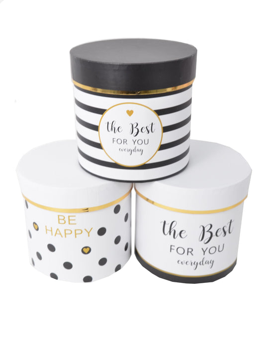 Set 3 cutii rotunde cu imprimeu