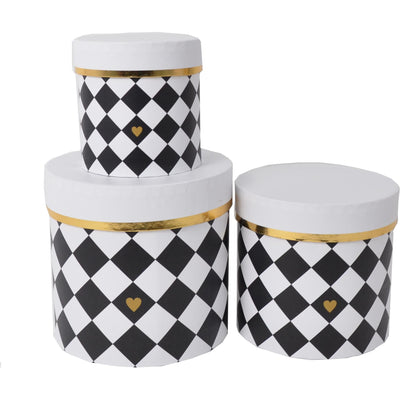 Set 3 cutii rotunde cu imprimeu