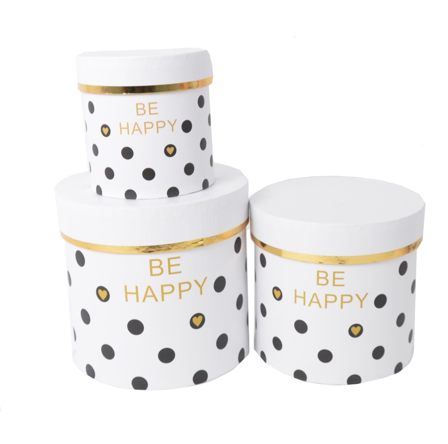 Set 3 cutii rotunde cu imprimeu