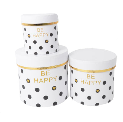 Set 3 cutii rotunde cu imprimeu