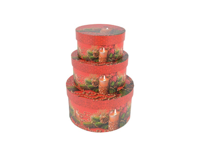 Set 3 cutii rotunde model Craciun H 11
