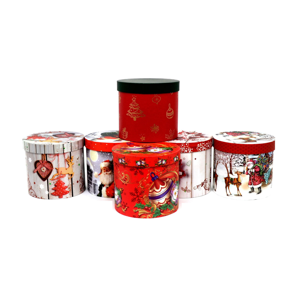 Set 3 cutii rotunde model Craciun H 17