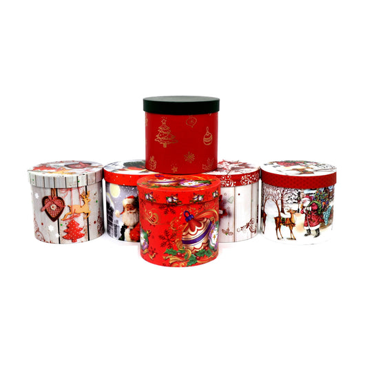 Set 3 cutii rotunde model Craciun H 17