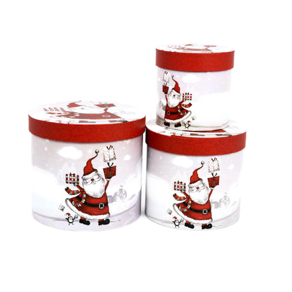 Set 3 cutii rotunde model Craciun H 17