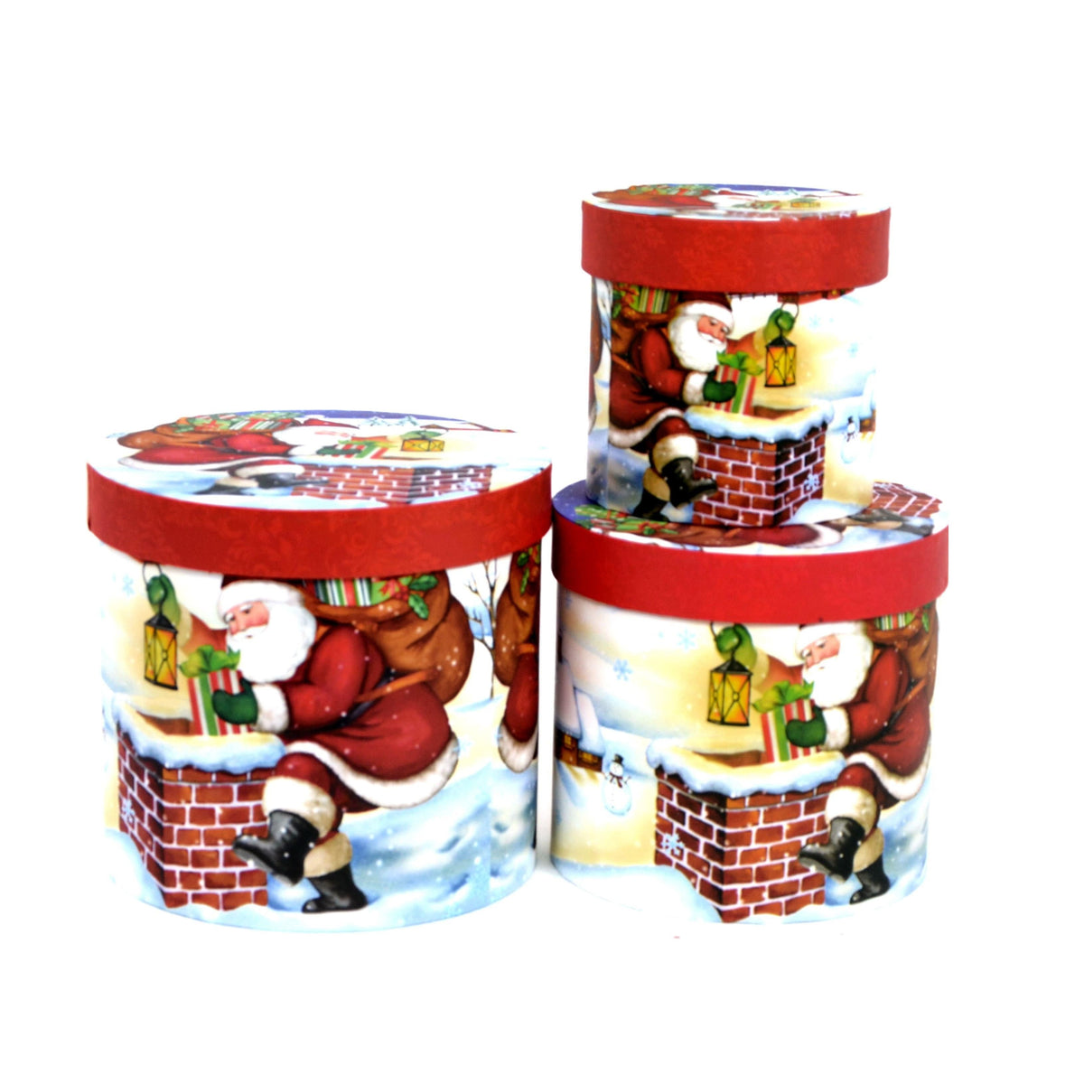 Set 3 cutii rotunde model Craciun H 17