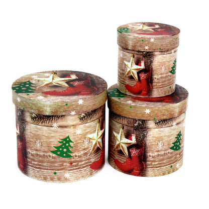 Set 3 cutii rotunde model Craciun H 17