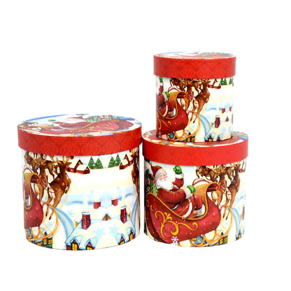 Set 3 cutii rotunde model Craciun H 17