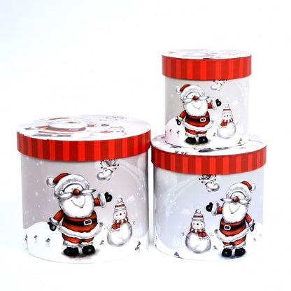 Set 3 cutii rotunde model Craciun H 17