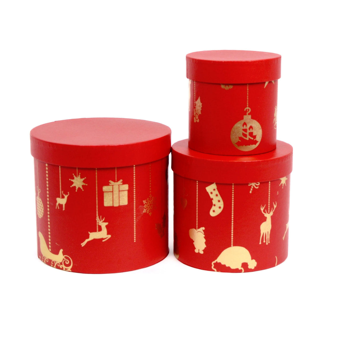 Set 3 cutii rotunde model Craciun H 17